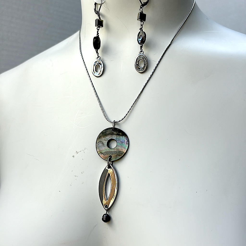 Abalone Necklace & Earrings Set From Cookie Lee.